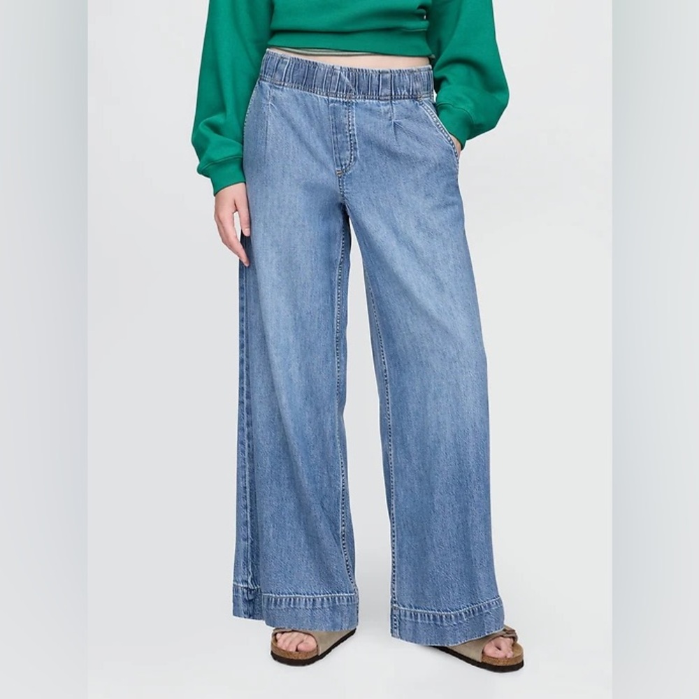 GAP TALL Mid Rise UltraSoft Pleated Easy Baggy Jeans